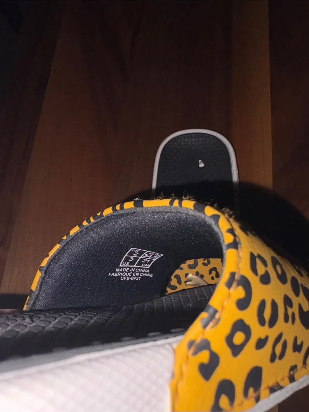 Puma Kids Leopard Print Yellow Slide Sandals with Gold Logo